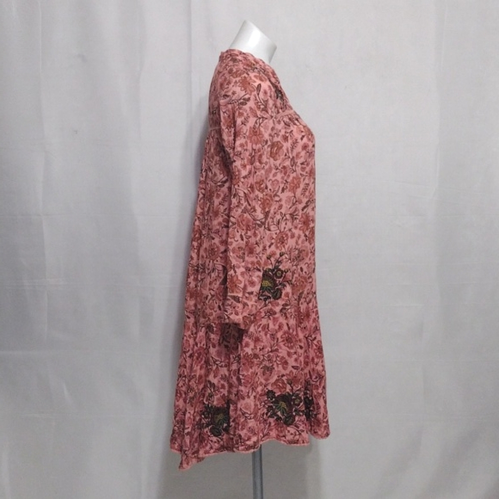 Ollari Anthropologie Embroidered Floral Oversized Flowy Boho Dress XXS - Picture 8 of 14